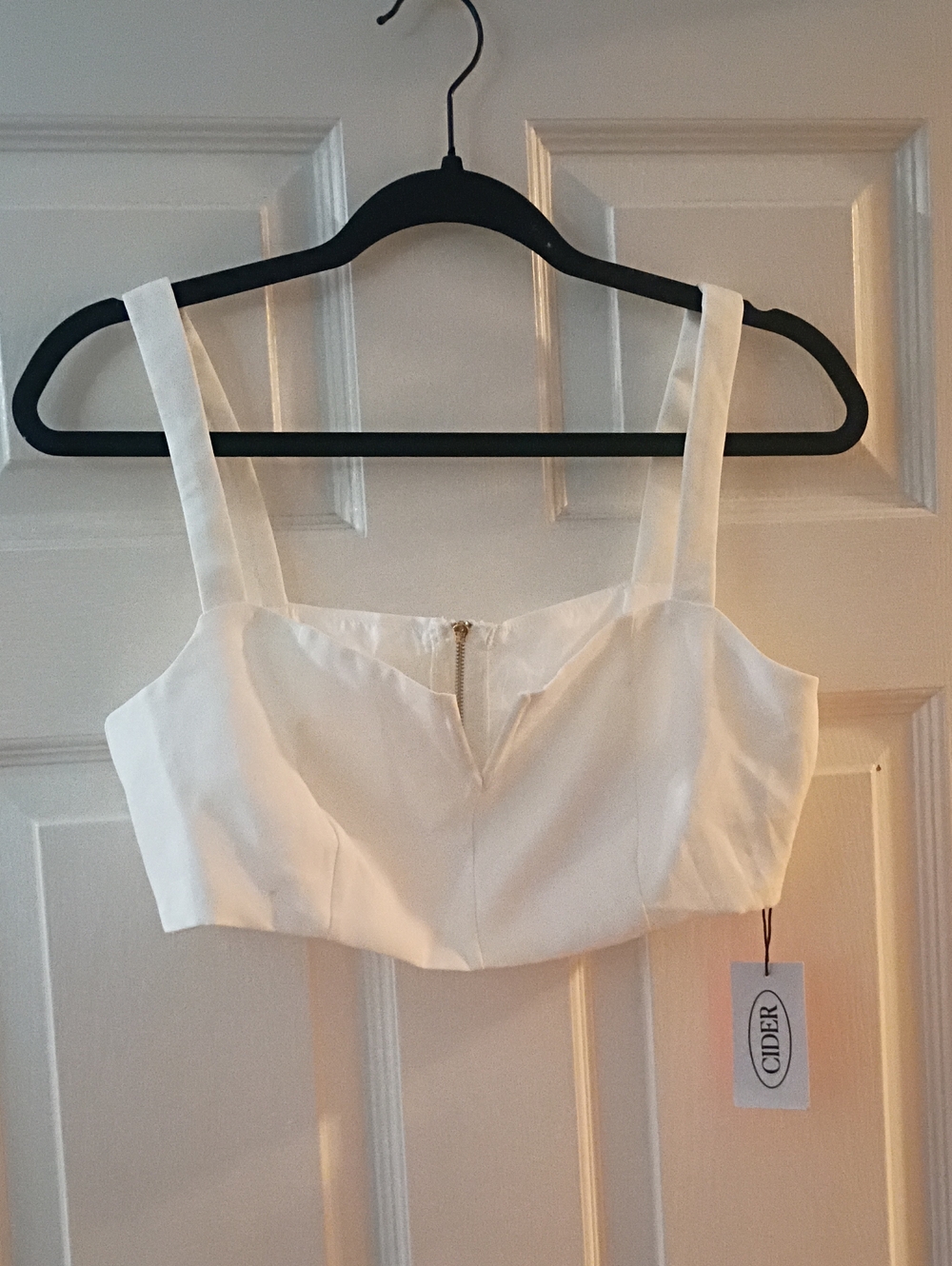 Cider White Square-Neck Structured Crop Top